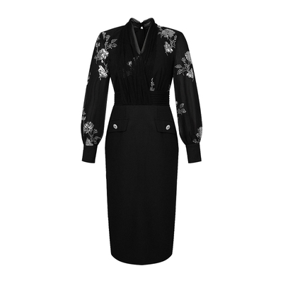 通勤中长款过膝连衣裙