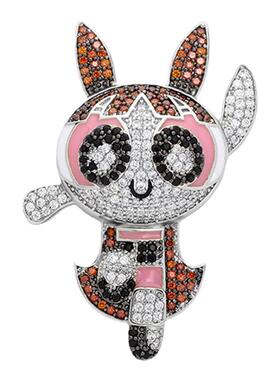 街头HipHop珠宝潮牌个性男女镶满钻飞天小女警卡通吊坠颈链项链坠