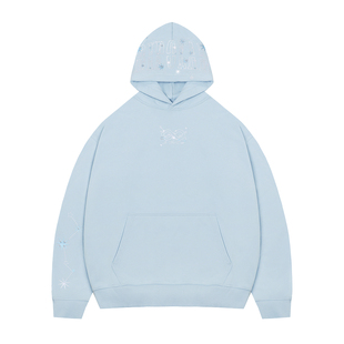 BIPOLAR星座珍珠刺绣连帽卫衣美式休闲开衫长袖上衣外套情侣新款