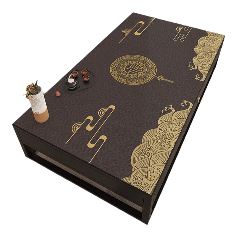 新中式皮革桌布中國(guó)風(fēng)茶幾墊客廳高級(jí)感防水防油免洗印花古風(fēng)蓋布