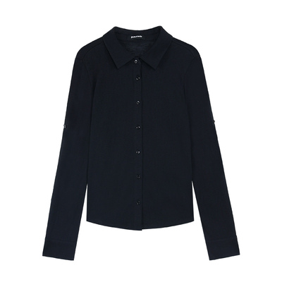 通勤七分袖衬衫长袖衬衣针织上衣