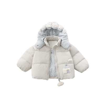 Elfairy儿童羽绒服女童连帽棉服可爱保暖婴幼儿冬装宝宝棉衣洋气