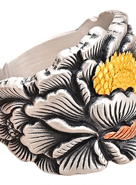 银千造花韵复古手饰牡丹镶金