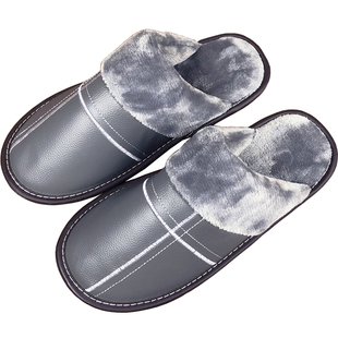 冬季保暖棉拖鞋男女居家真牛皮拖鞋冬天室内家居用防滑地板保暖鞋