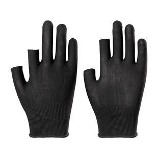 手套劳保耐磨漏指头手套尼龙女薄款工作干活弹力透气全半指两用男