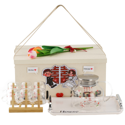 仲夏知己结婚礼物送新人闺蜜新婚敬茶杯花茶壶套装订婚茶具实用