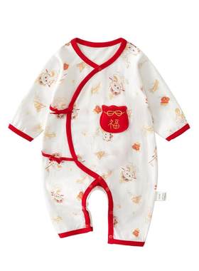 温巢新生婴儿衣服夏季纯棉连体衣