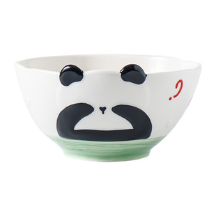 可爱熊猫釉下彩陶瓷碗碟 浮雕釉下彩家用饭碗面碗菜盘子鱼盘送礼