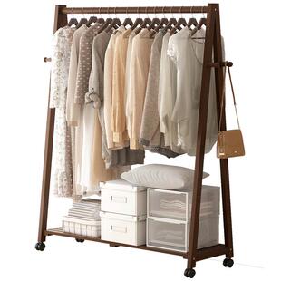 衣帽架实木衣架落地卧室简易挂衣架可移动木晾衣服架子衣挂家用