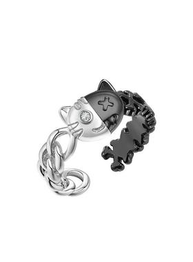 张靓颖同款和猫纯银戒指男女设计