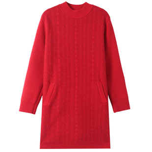 鄂尔多斯市中长款羊绒毛衣女秋冬加绒加厚羊毛打底衫内搭冬季新款