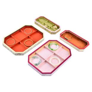 宫廷风带盖首饰盘创意托盘翡翠珠宝展示盘防尘戒指手镯收纳盘