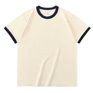 高端全棉撞色短袖棒球工作服diy圆领t恤班服团队文化衫印字图定制