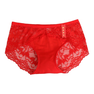 CYN莫代尔蕾丝本命年红色女内裤