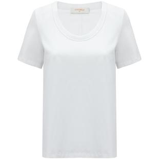 COCOBELLA科技三防易打理白色防污渍短袖T恤女U领上衣TS117