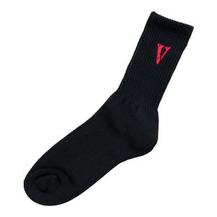 VLONE POP UP限定黑橙大V FRIENDS字母中筒袜