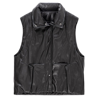 【轻羽系列】H·GENTEEL荷高2025新款冬女白鹅绒仿皮质羽绒马甲