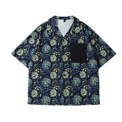 花卉印花短袖衬衫nmax古巴领