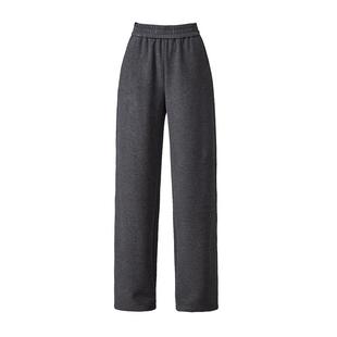 逸阳醋酸羊毛呢窄版直筒裤女加绒冬厚款高腰垂感休闲阔腿糯米裤子