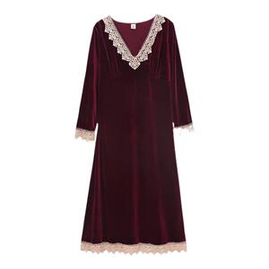 长款睡裙女秋冬长袖睡衣裙春秋款性感金丝绒秋季连衣裙2024年新款