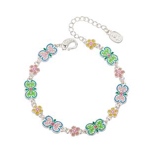 顺钦银楼S999纯银手链女设计感足银新中式暗茶手饰古风好运礼物