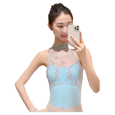 vonsu梵舒芭蕾舞绣花网纱练功服
