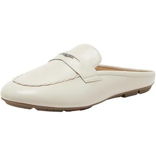 Bata穆勒拖鞋女商场新款英伦羊皮软底一脚蹬包头拖AMV49AH5