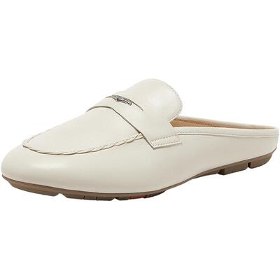 Bata穆勒拖鞋女商场新款英伦羊皮软底一脚蹬包头拖AMV49AH5