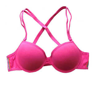 清货80A出口韩国芭比粉红色全棉可拆肩带薄款舒适外贸小内衣文胸
