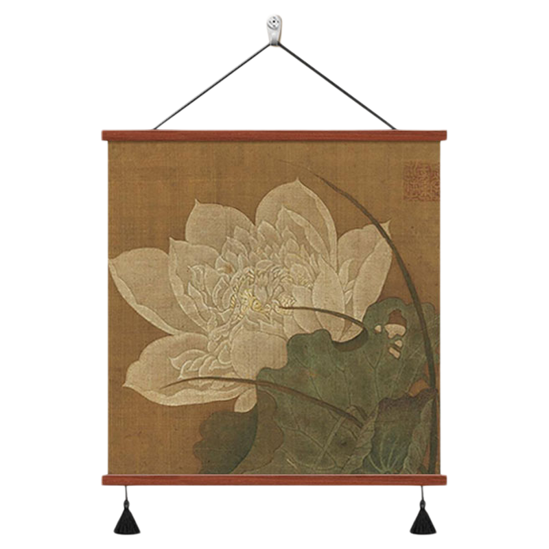 中式莲花挂画国风古典茶室装饰画