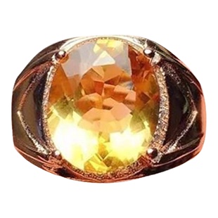 【离境】镀925银镶嵌仿黄水晶男士戒指时尚精致财运水晶活口时尚