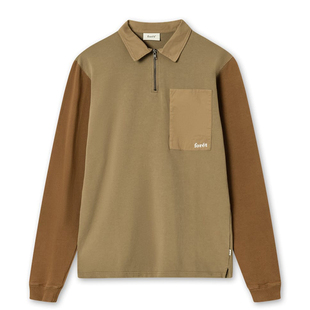 5折 北欧设计师品牌 foret 枫叶棕拼色 抹茶 口袋半拉链Polo衫