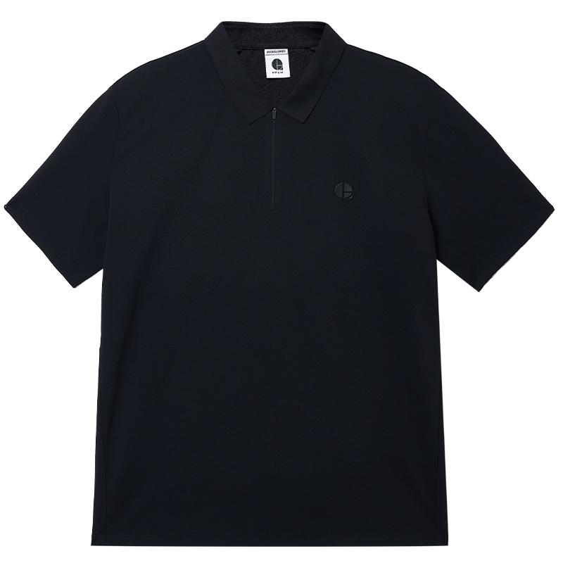 【速干】杰克琼斯男装夏季POLO衫纯色简约logo装饰日常尖领