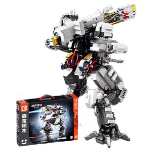 流浪地球白色死神机甲机器人机械狼军事积木拼装模型男孩礼物