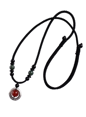 黑曜石圆珠项链男女节日礼物新款