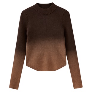 水云间小立领毛衣女渐变针织衫修身显瘦套头叠穿上衣保暖2025新款