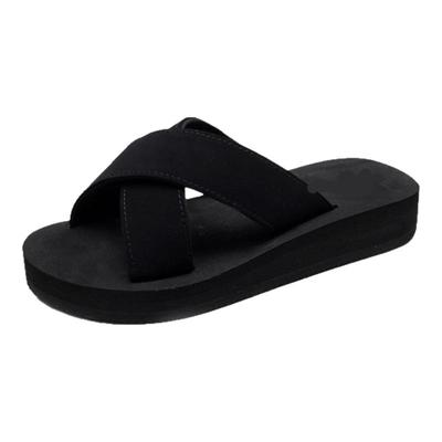 交叉沙滩凉拖女外穿厚底防滑坡跟