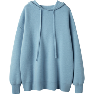 重磅推荐！稀有日本订单~四平针连帽羊绒衫女卫衣加厚毛衣女宽松