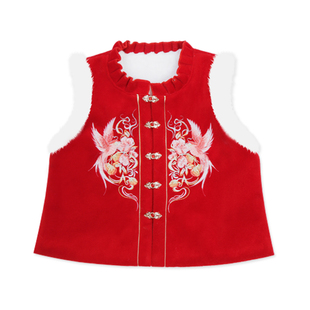 著纱·灼华儿童明制汉服女童拜年服国风套装新年汉服红色马面裙新