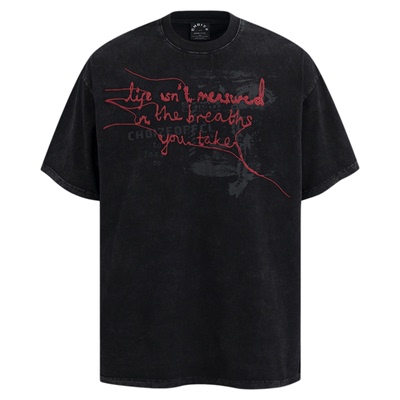 EVC美式街头发泡字母小领口短袖