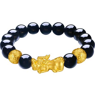 周六福黄金貔貅手串转运珠男女款