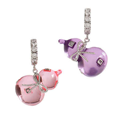 Esakoochi宝葫芦耳环~原创设计可爱紫粉小众新中式气质个性耳饰