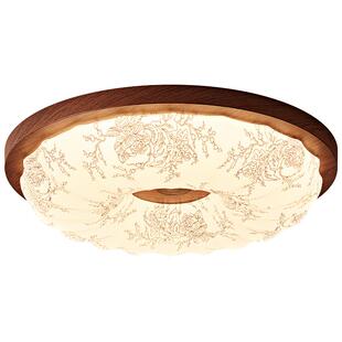 箭牌复古风卧室吸顶灯胡桃木色2026年新款中古风书房主卧室护眼灯