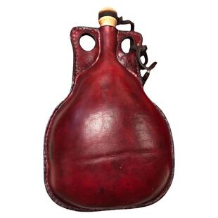 美国代购Round◇手作复古圆形皮革手工缝制木塞背带皮水袋皮囊