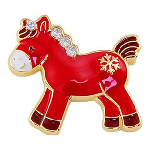 红色生肖小马胸针女款高端精致时尚可爱配大衣本命年喜庆别针配饰