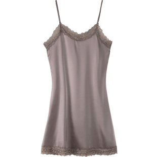 夏季冰丝吊带睡衣女性感V领蕾丝凉感睡裙薄款春2025年丝绸家居服