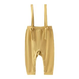 婴儿背带裤春秋款外穿纯棉暗扣裆开裆举重裤纯棉男女宝宝裤子针织