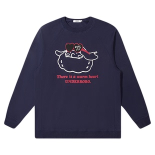 BOBO飞行系列插肩圆领卫衣 2025冬新款套头长袖休闲宽松情侣上衣