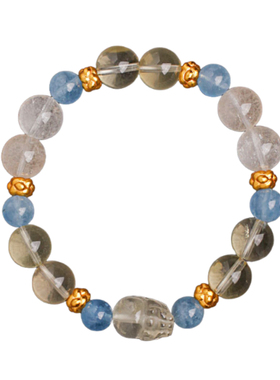 荧雀阁天然水晶黄水晶金发晶海蓝宝多宝手串手链招财貔貅升职女