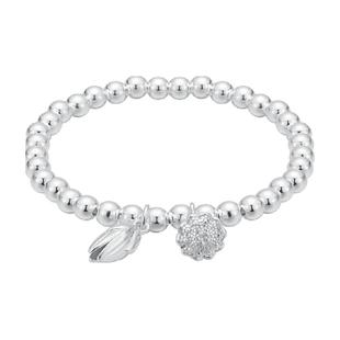 顺钦银楼S999纯银手链女款足银两世欢莲心手串和合如意纪念配饰